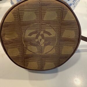 CHANEL Dark Brown and Green pouch